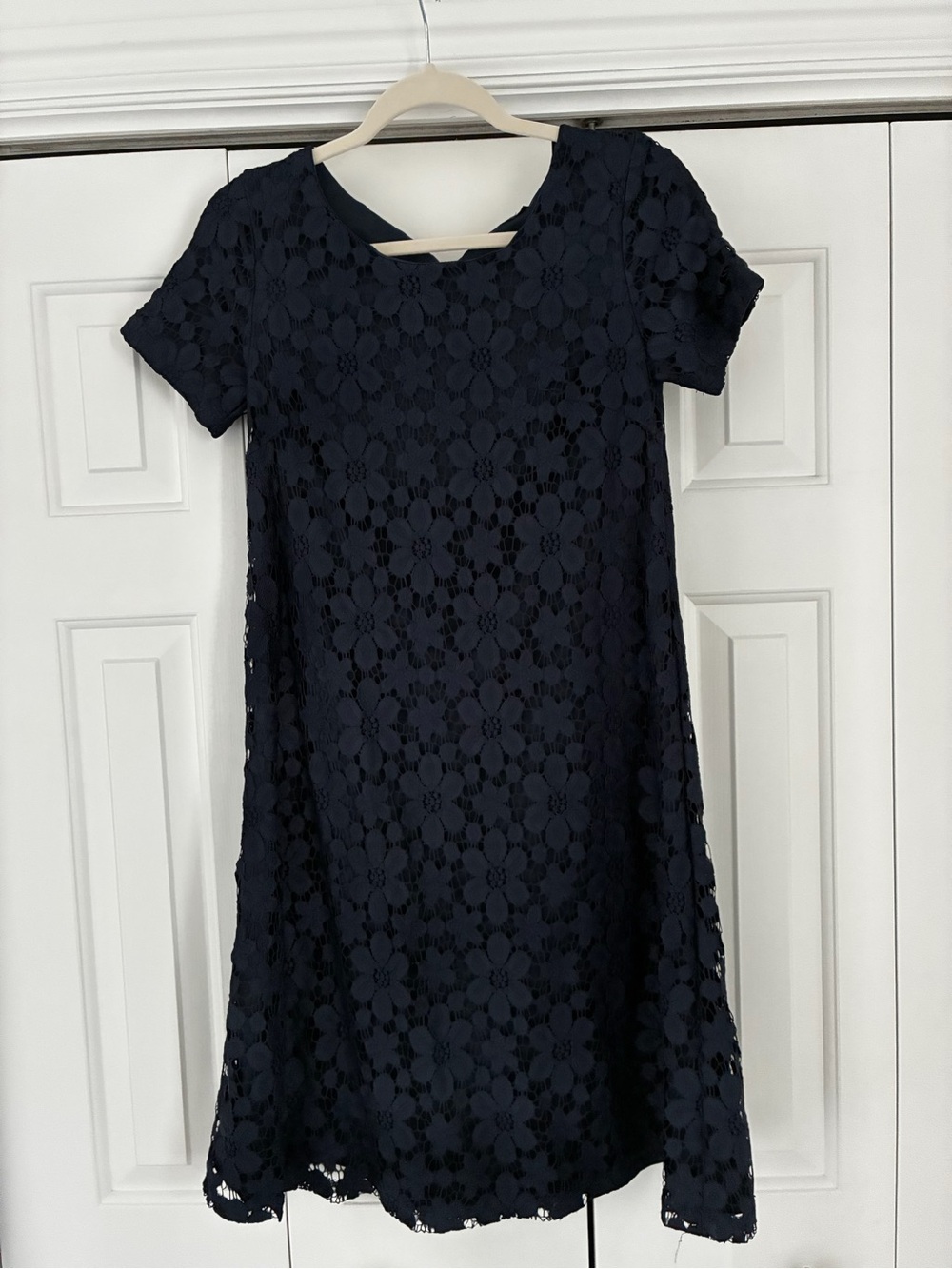 Mikarose Navy Floral Lace A-Line Dress